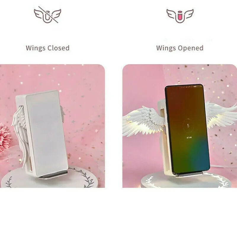 Белая Беспроводная зарядная док станция 10 Вт ангельские крылья стойка для