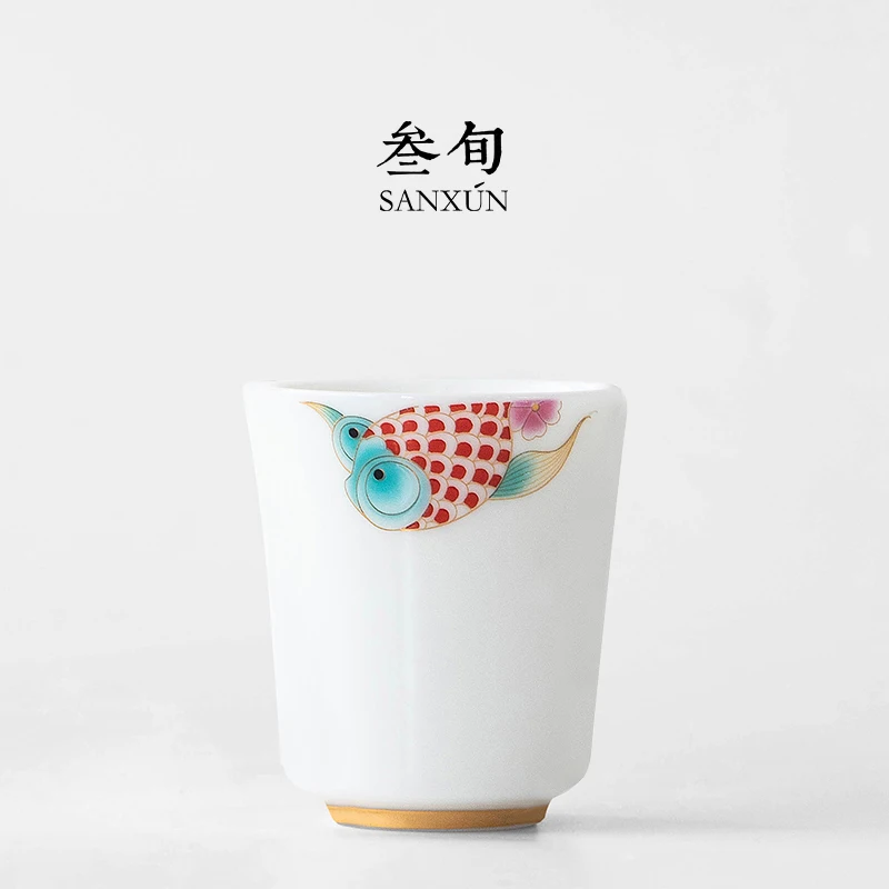 

Fish in one master cup, одна чашка, светлые роскошные стандартные керамические чашки, бытовые чашки для чая
