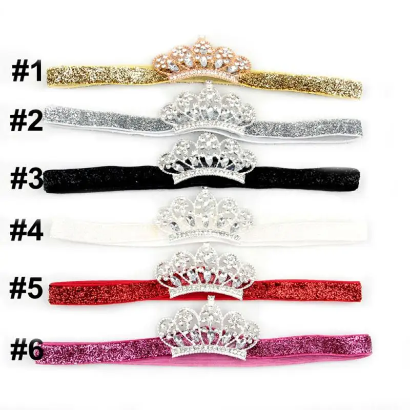 

Hot Sale Crown Head Band With Crystal Baby Headband Stretchable Little Princess Cute Beautiful Photography Props Infant Headwear