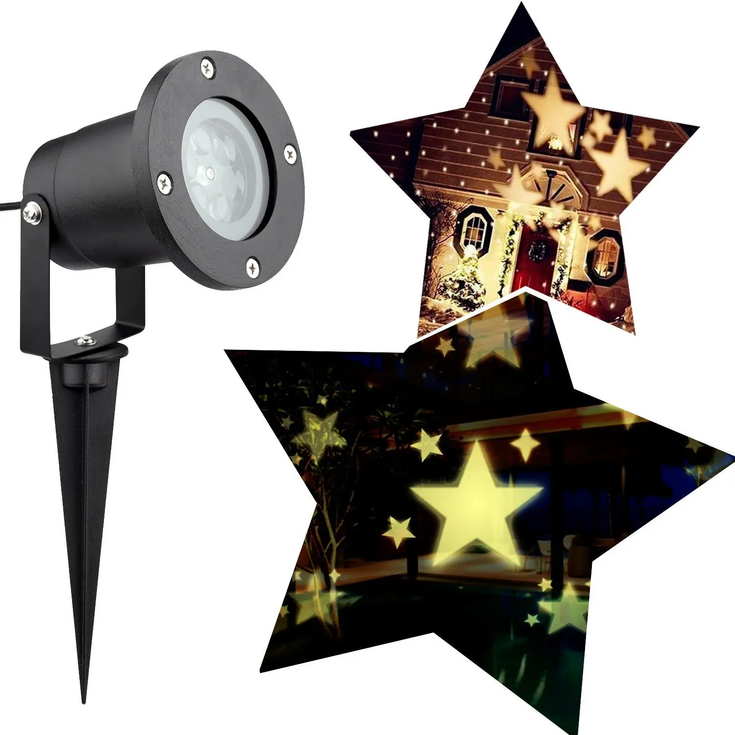 

Новая светодиодный ственская светодиодная проекционная лампа яркий теплый белый/чистый белый уличный Снежинка/звезда светильник для газо...