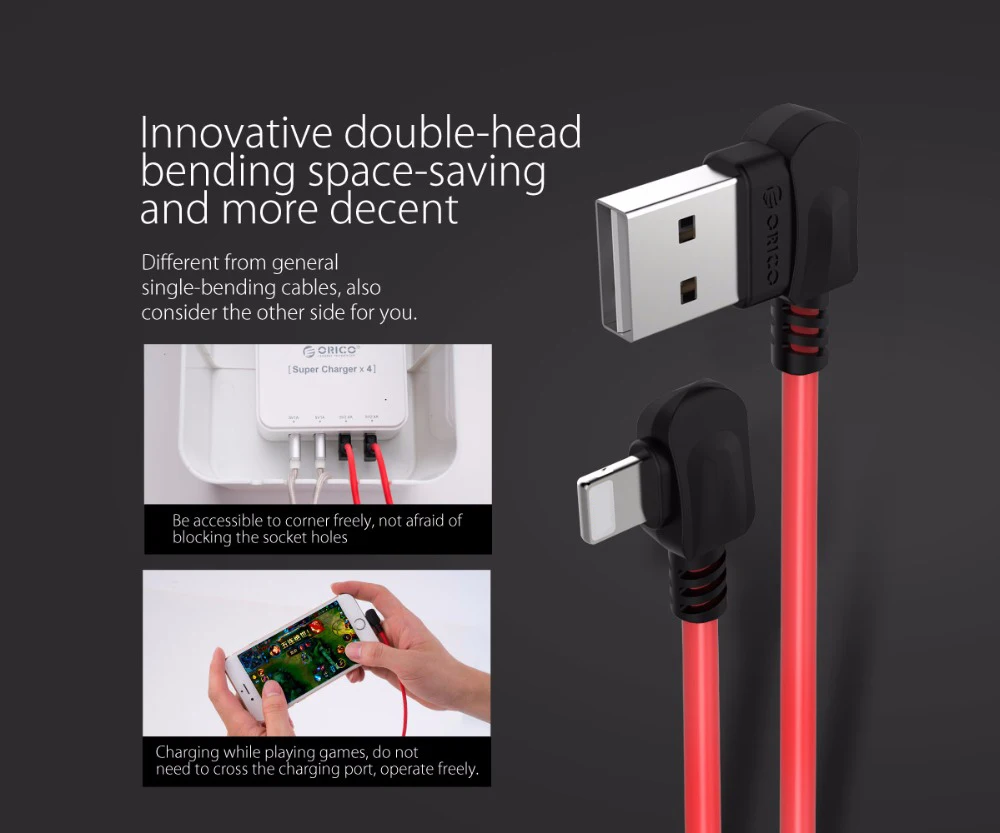ORICO USB кабель для iPhone X, 8, 7, 6, 5, 6S plus, кабель для быстрой зарядки, зарядное устройство для мобильного телефона, шнур, адаптер, USB кабель для передачи данных