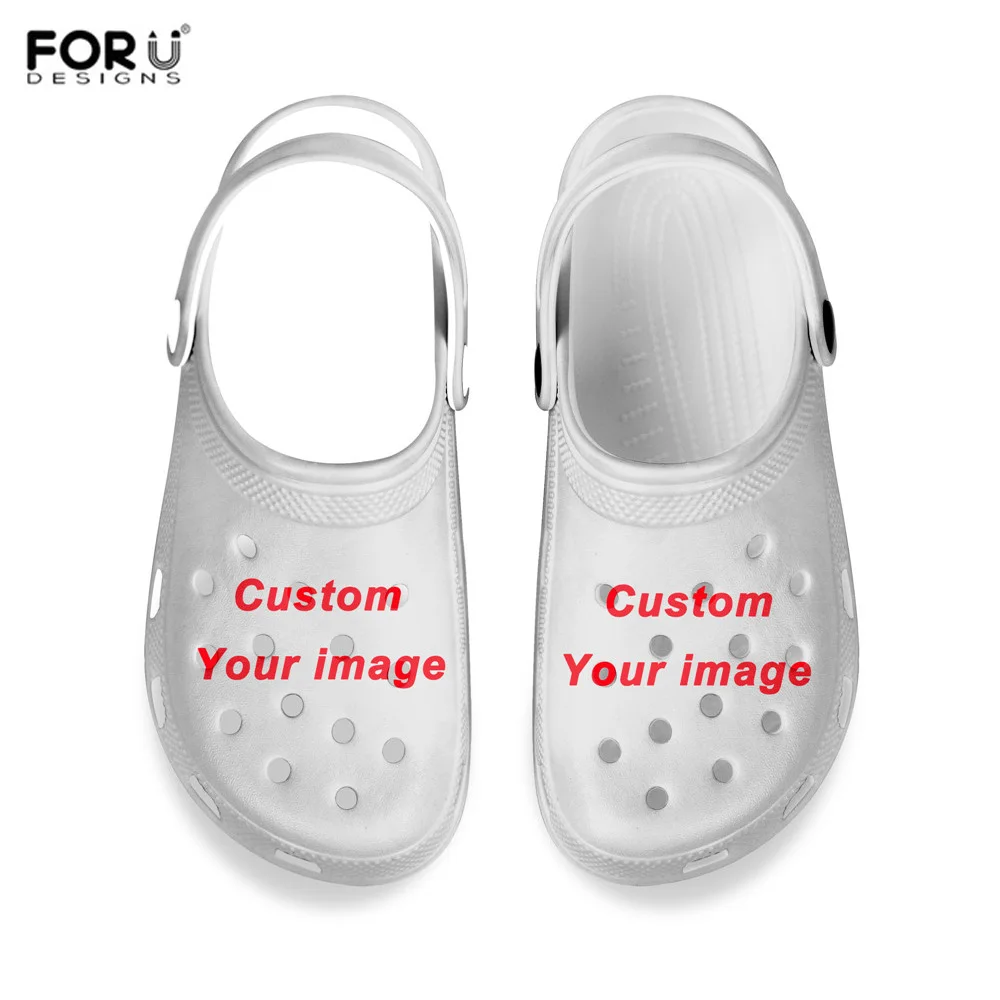 Kaufen FORUDESIGNS 2021 Sommer Sandalen Frauen Loch Schuhe 3D Nette Katze Muster Weibliche Hause Hausschuhe Garten Schuh Casual Wohnungen Rutschen