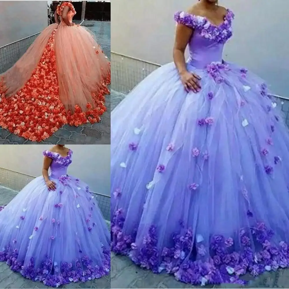 Женское платье с открытыми плечами роскошное бальное объемным цветочным