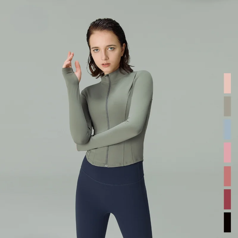 

Long-sleeved Tight-fitting Waist Shaping Nude Double-sided Sanding Yoga Wear Autumn and Winter Fitness Sports Yoga Jacket Women