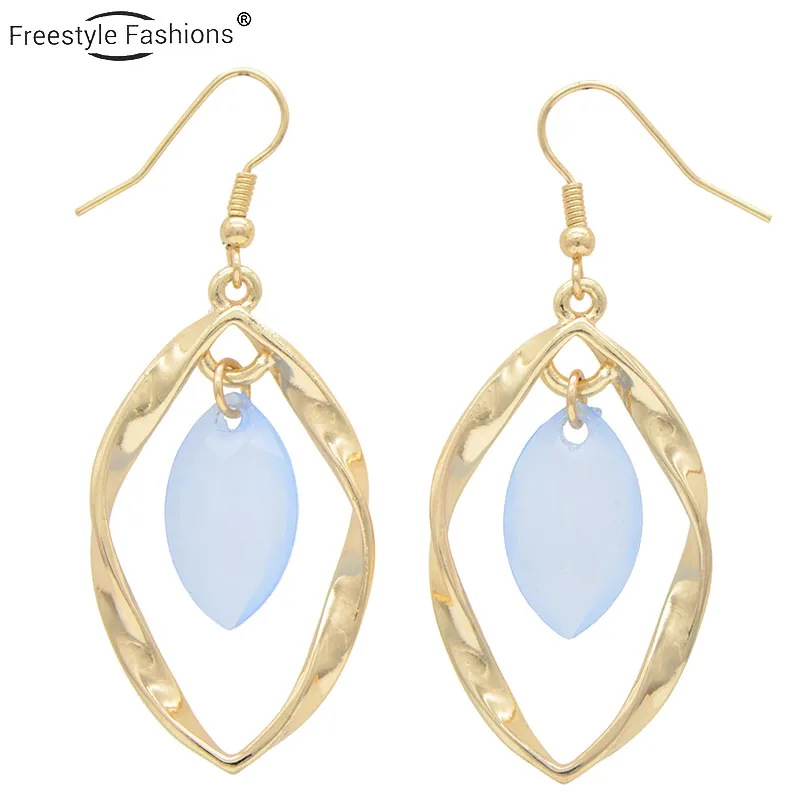 Модные трендовые геометрические акриловые камень цинковый сплав Висячие серьги