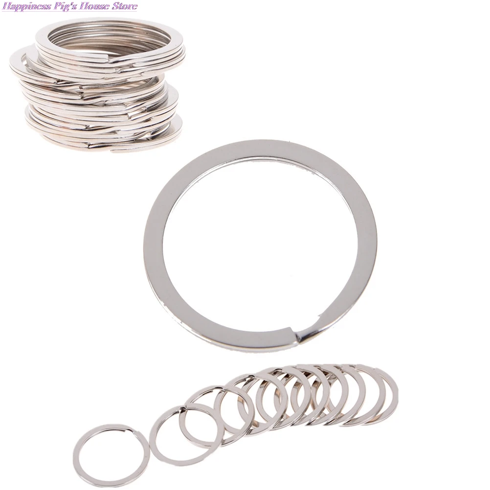 

10 шт., кольца для ключей серебристого цвета, 1,5 х25 мм