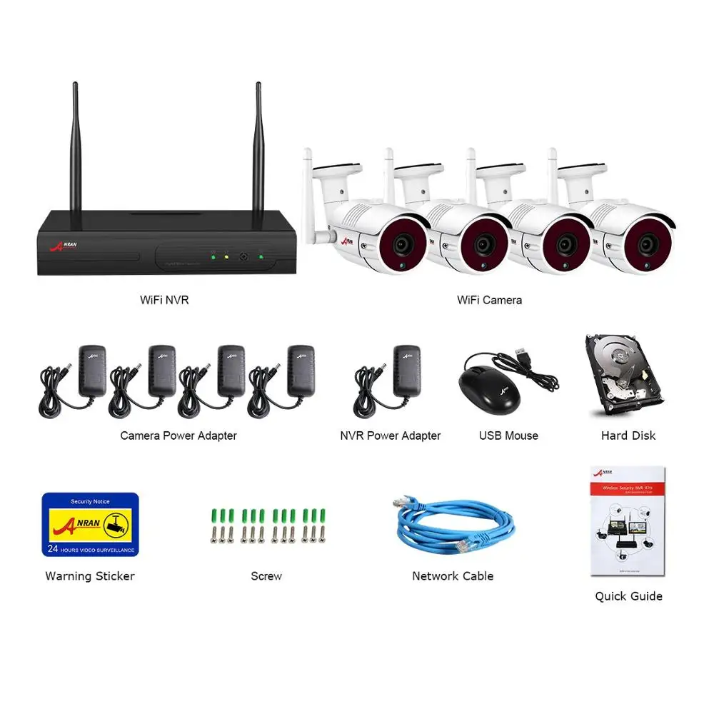 ANRAN, wifi, HD камера, система видеонаблюдения, 4CH, 1080 P, NVR, комплект, беспроводная видео камера безопасности, система дистанционного управления и просмотра