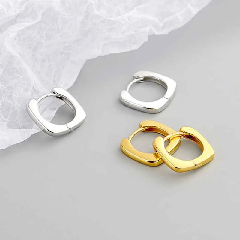 

KOFSAC Occident 925 Sterling Silver Hoop Earrings For Women 2021 Fashion Simple Geometric Earring Lady Daily Wear Jewelry Gift
