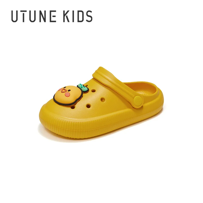 

UTUNE Cute 2-6 Years Kid's Sandals Slippers DIY Animal Patch Baby Garden Shoes 7-12 Boys Girls Lovely Clogs Yellow Beach Toddler