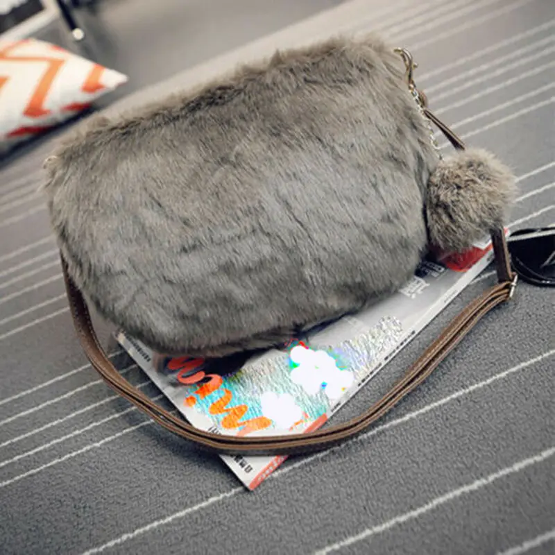 Сумка через плечо из искусственного меха для женщин Дамский мессенджер плюшевые