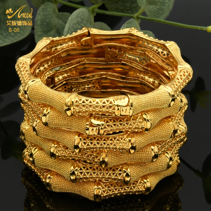

Dubai Gold Color Bangles Ethiopian African Bride Jewelry Middle Eastern Arabic Bangle Bracelet For Women Fashion Wedding Gifts