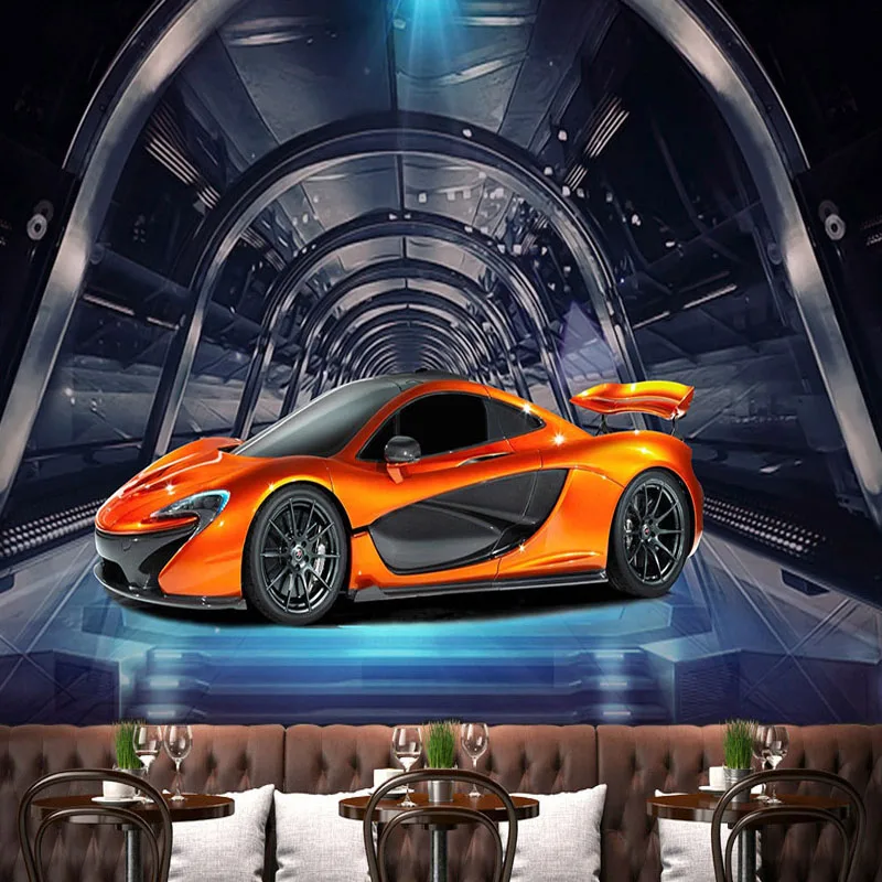 Красный Прямая на заказ 3D обои крутой спортивный автомобиль роскошный автомобиль клубный клуб современный настенный фон фото обои 3D - Цвет: Красный
