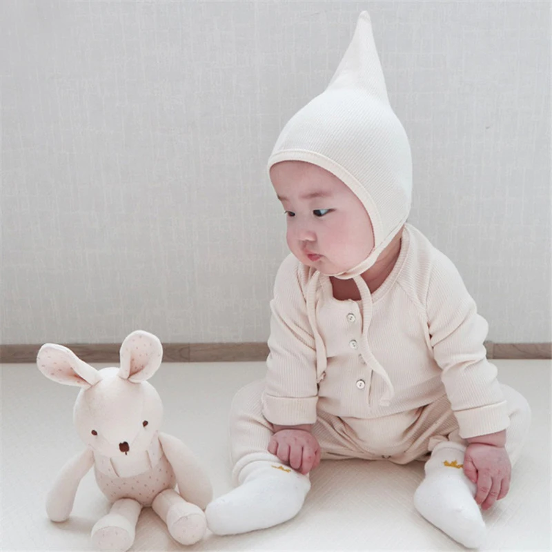 Baby Spring Rompers 0-24M Newborn Girl Boy Clothes Knitted Cotton Long Sleeve Jumpsuit Outfit Hat For Kids Onesie | Мать и ребенок