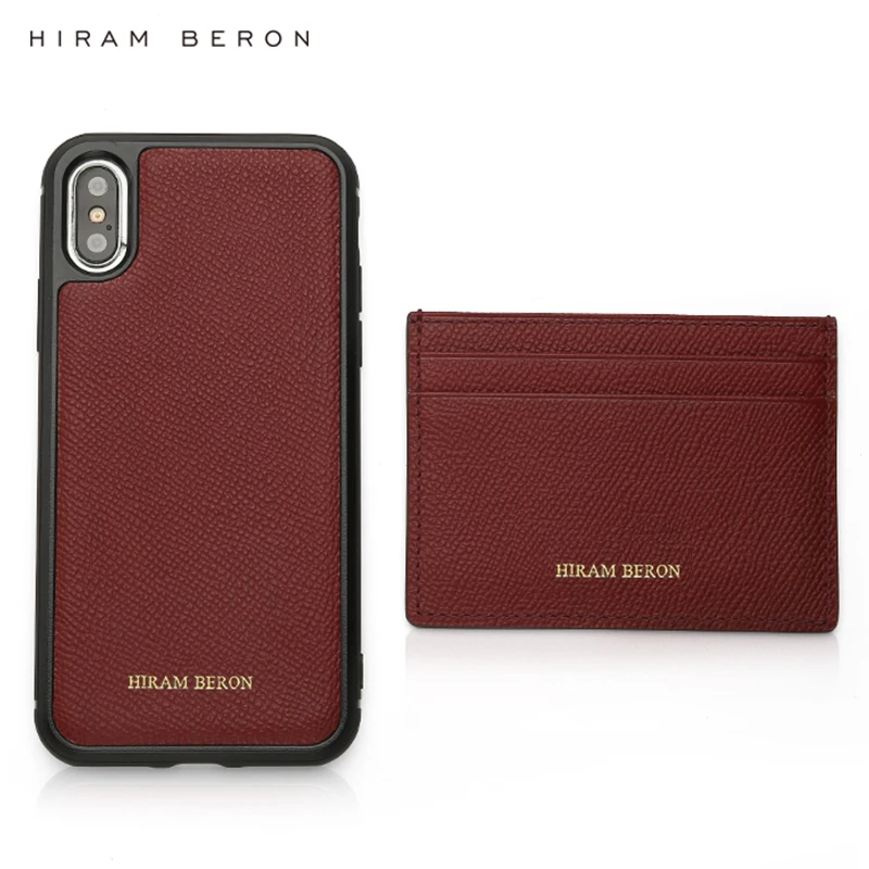 

Hiram Beron Customized Wallets Burgundy Card Case with Phone Case Italian Leather Women Gift for Girlfriend Dropship