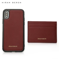 hiram beron customized wallets burgundy card case with phone case italian leather women gift for girlfriend dropship