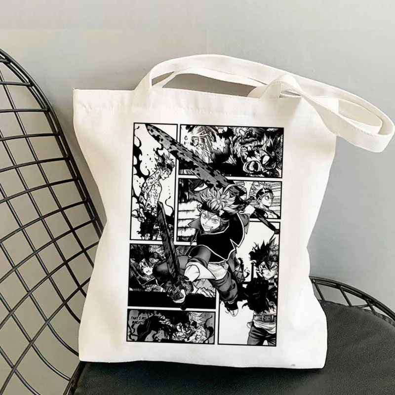 

Black Clover shopping bag jute bag bolsa shopping shopper bag boodschappentas ecobag sac toile