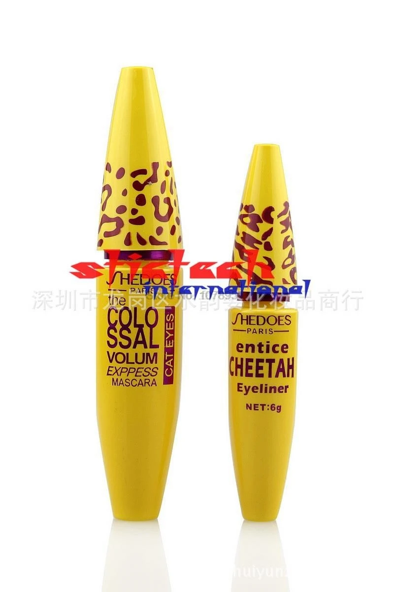 by ems or dhl 100sets High Quality Professional Make up Set Leopard Colossal Black Mascara + Liquid Entice Cheetah 2 in 1 set |