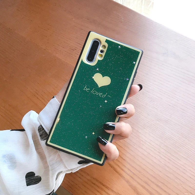 Чехлы YHBBCASES Note 10 в стиле ретро с сердечками блестящими порошками чехлы для Samsung 8 9