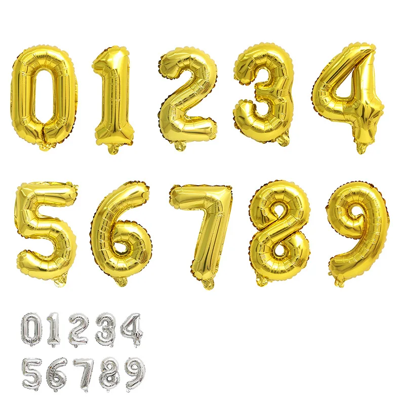 16 дюймов Большой Фольга на день рождения воздушные шары гелиевые шара с цифрой