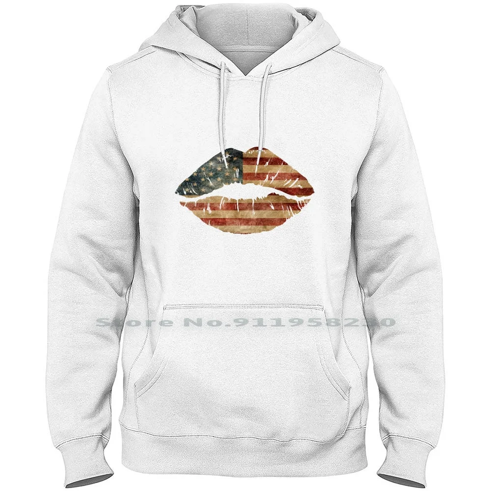 

Lips American Flag 4th Of July Hoodie Sweater Cotton United States American States Trump Lips July Flag Eric Usa Lip Day Ps