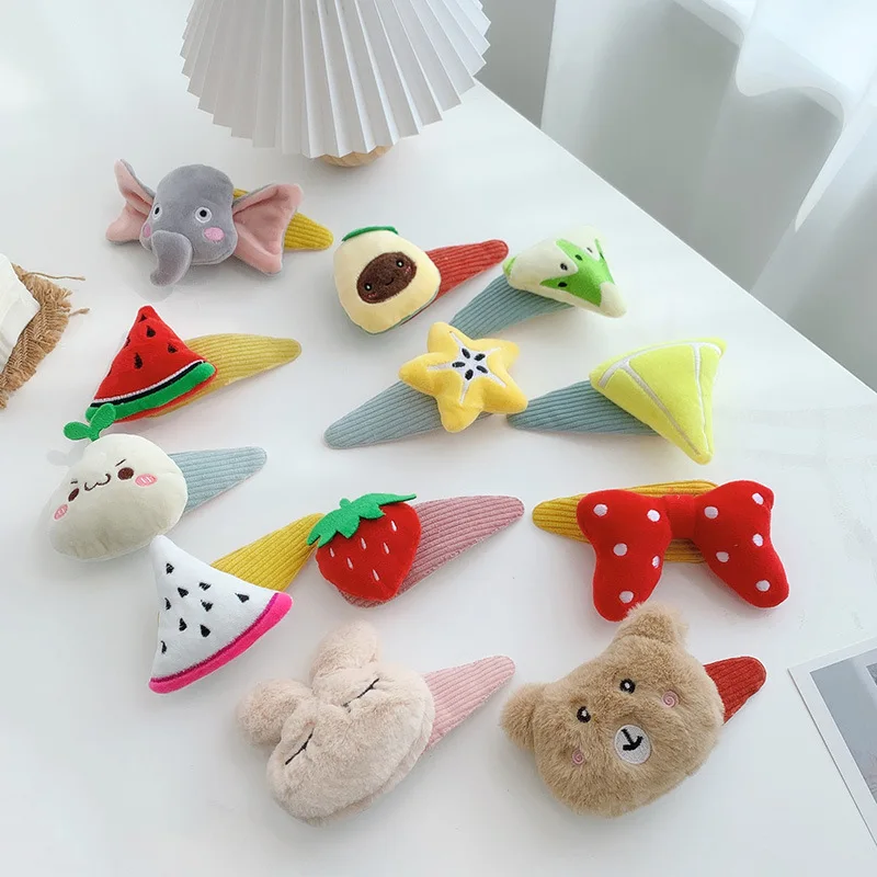 

Cartoon plush hairpin cute fruit hairpin super clip head trim edge clip hair accessory