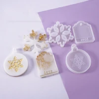 diy crystal epoxy resin mold snowflake christmas round snowflake listing pendant jewelry silicone mold kitchen food helper
