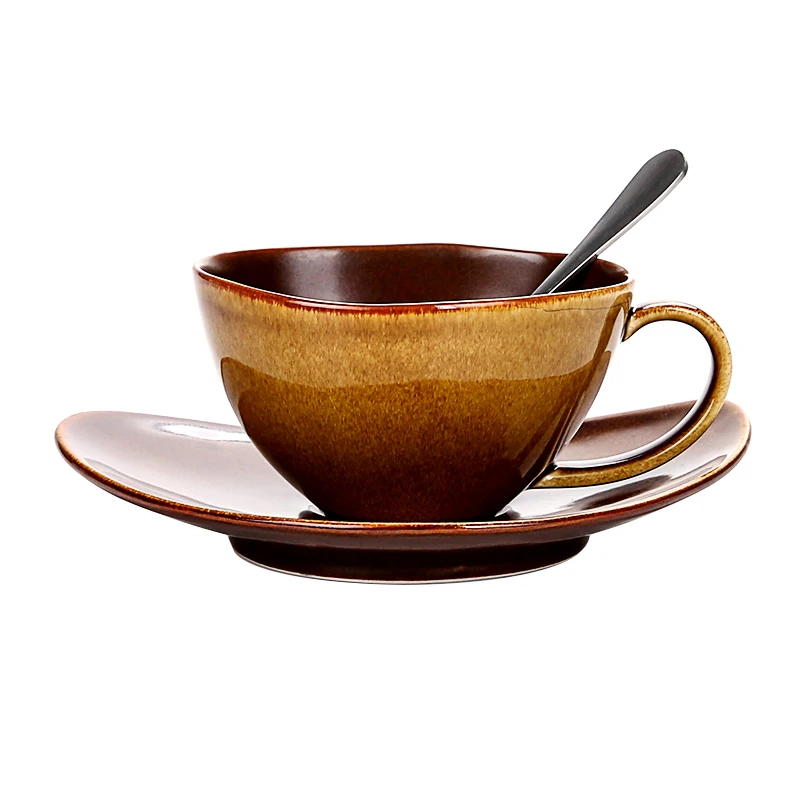 

Винтажная креативная керамическая кофейная чашка, уникальные чайные чашки и блюдца в стиле ретро, роскошные креативные кофейные кружки, до...