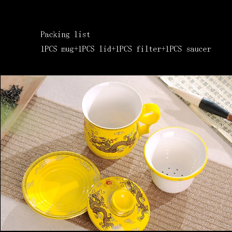 Цзиндэчжэнь ручная роспись Рисунок дракона керамическая фарфоровая чайная