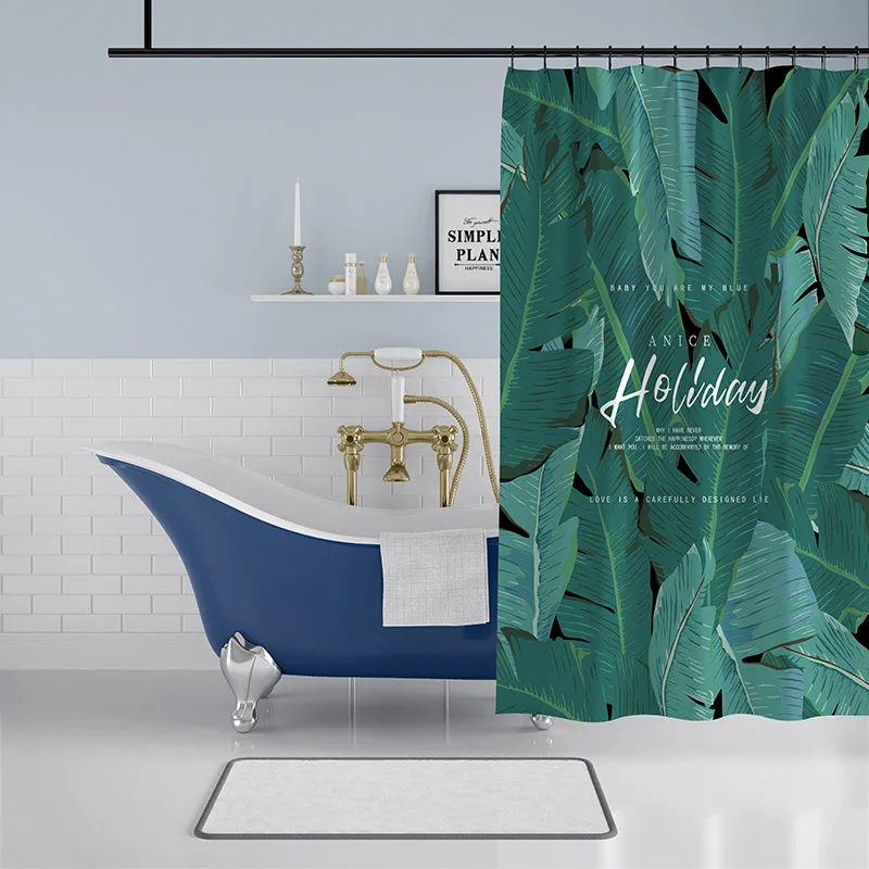 Листья занавески для душа Ванная комната полиэстер ткань водонепроницаемый