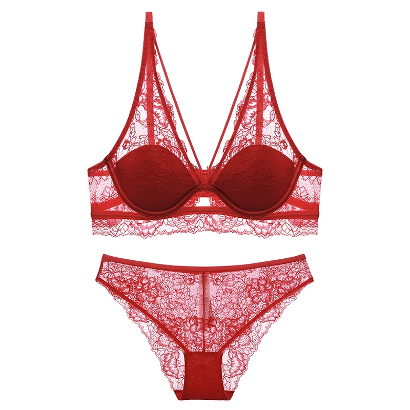 Новый Глубокий v-образный бюстгальтер и трусики наборы для ухода за кожей Для