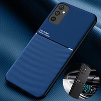 For Samsung Galaxy M52 Case Car Magnetic Holder Leather Plate Phone Case For Samsung M52 2021 SM-M526B Soft Back Cover