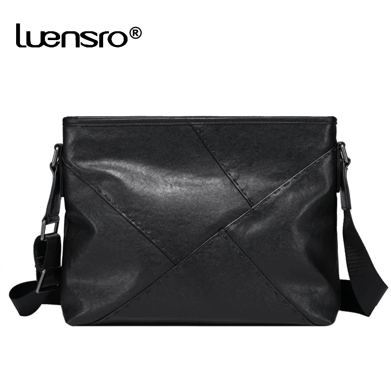 

LUENSRO Brand 100% Genuine Leather Men's Crossbody Bag Casual Business Leather Mens Messenger Bag Vintage Men Shoulder Bag Male