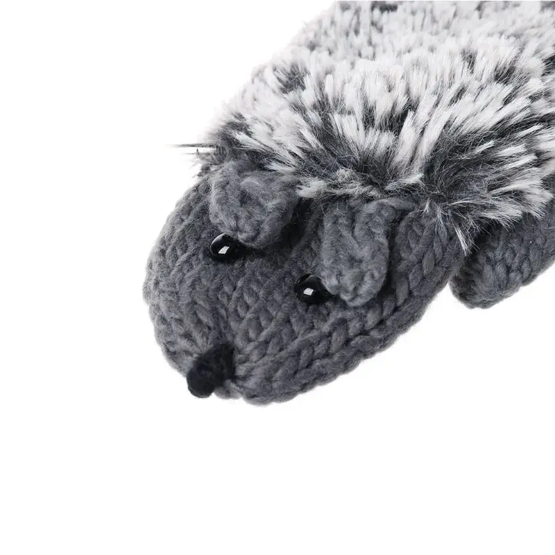 

Womens Cartoon Hedgehog Gloves Thicken Winter Hand Warmer Knitted Wrist Mittens