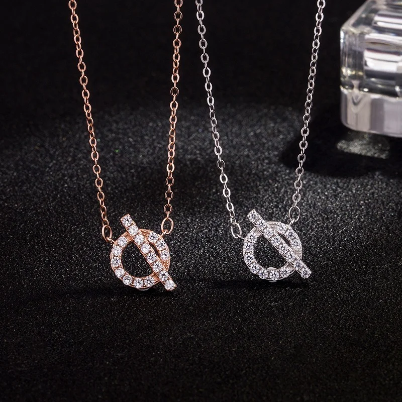 

925 sterling silver simple geometric cross necklace with micro-embelli shed rous sweet clavicle chain female Exquisite jewelry