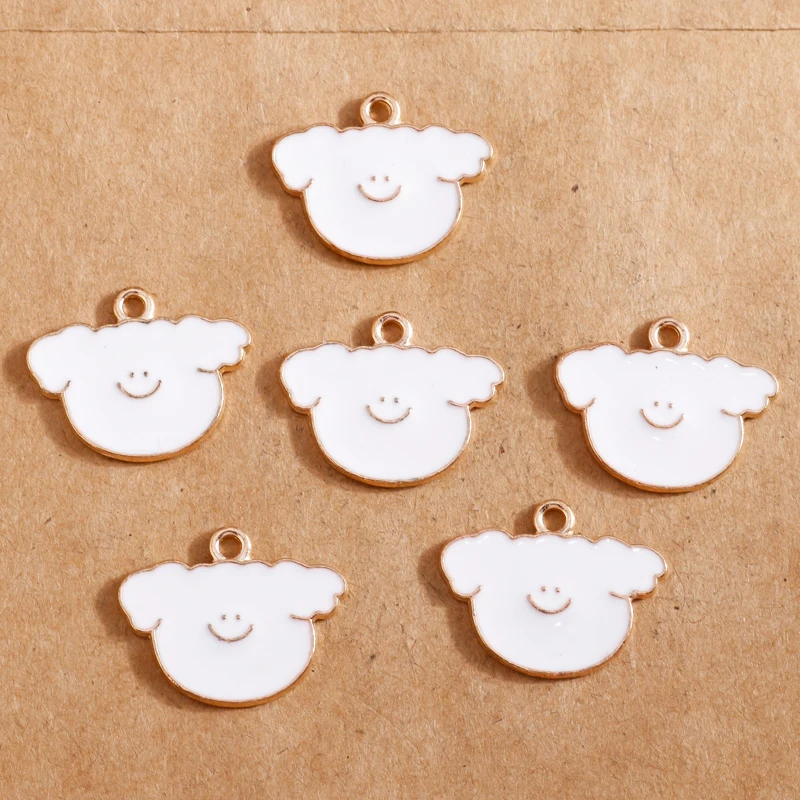 

10pcs 19*24mm Japanese Enamel Animal Head Dog Charm for Jewelry Making DIY Earring Pendant Bracelet Necklace Charms