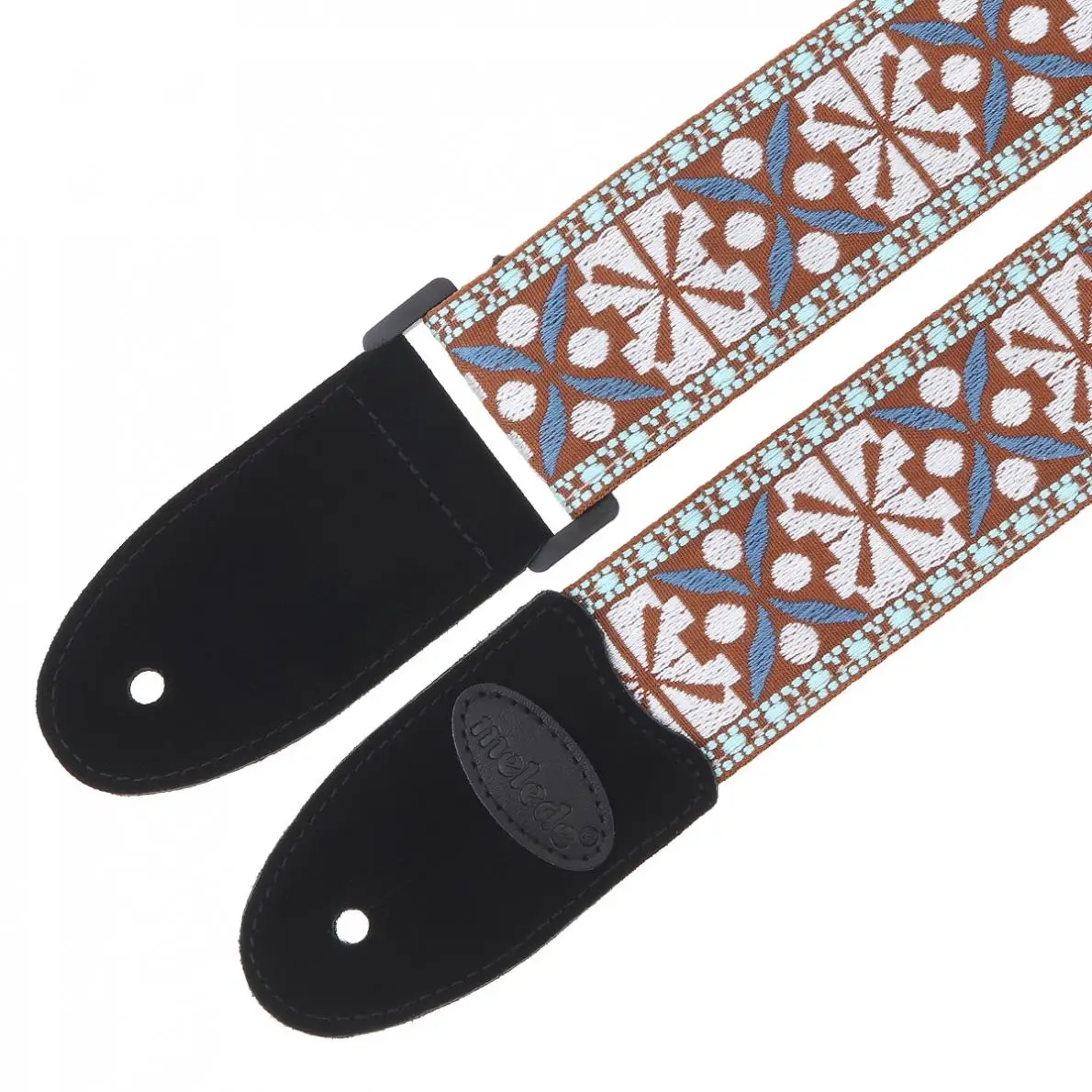 

Jacquard Weave Double Fabric Guitar Strap Flowers Pattern Genuine Leather Cow Suede Ends with Acoustic Electric Guitar Bass
