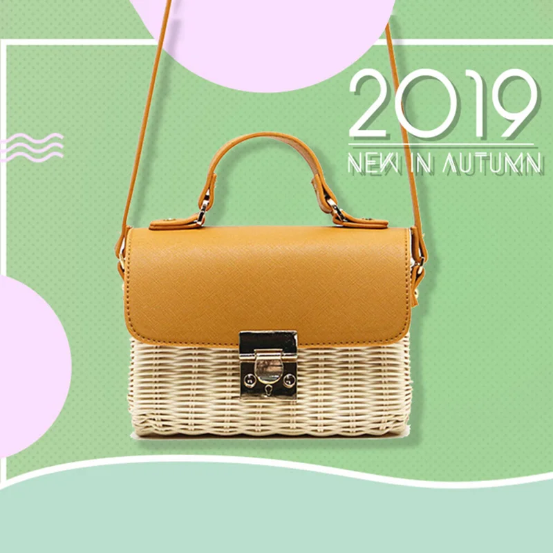 2019 новые модные квадратные Соломенные Сумочки в стиле ретро женская сумка из