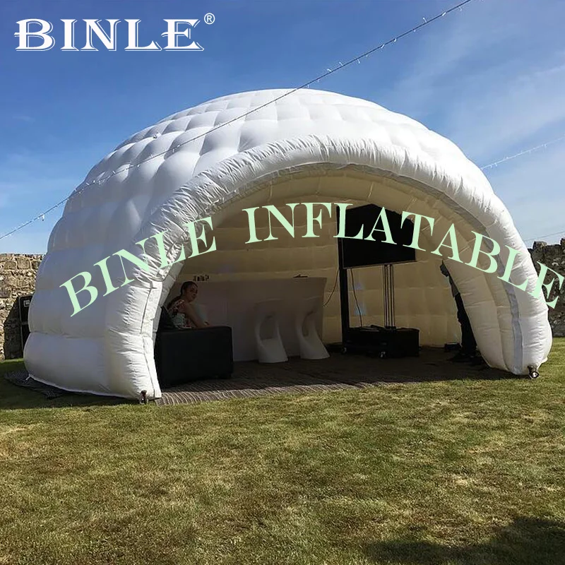 

Водонепроницаемая прочная надувная купольная палатка из Оксфордского или ПВХ-брезента диаметром 6 м, белая надувная палатка igloo для вечерни...