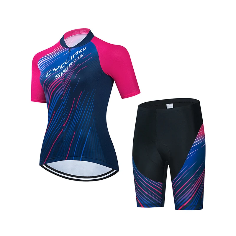 

Ladies Cycling Suit Set 2021 Summer Professional Short Sleeve Bib Race Suit Quick-drying Breathable Triathlon Cycling Equipment