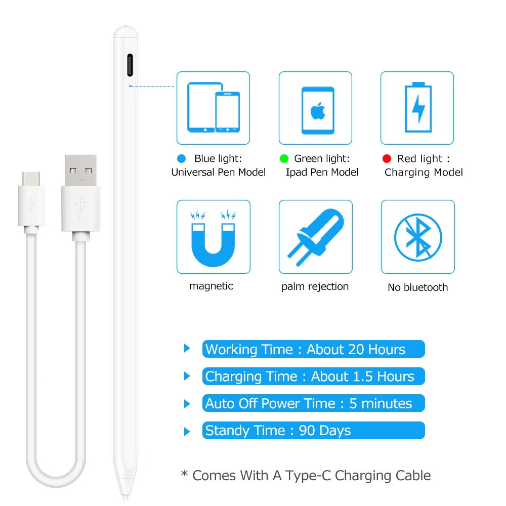 Универсальный стилус карандаш для IOS и Android iPad с блокировкой ладони Apple Pencil 2 1 Microsoft