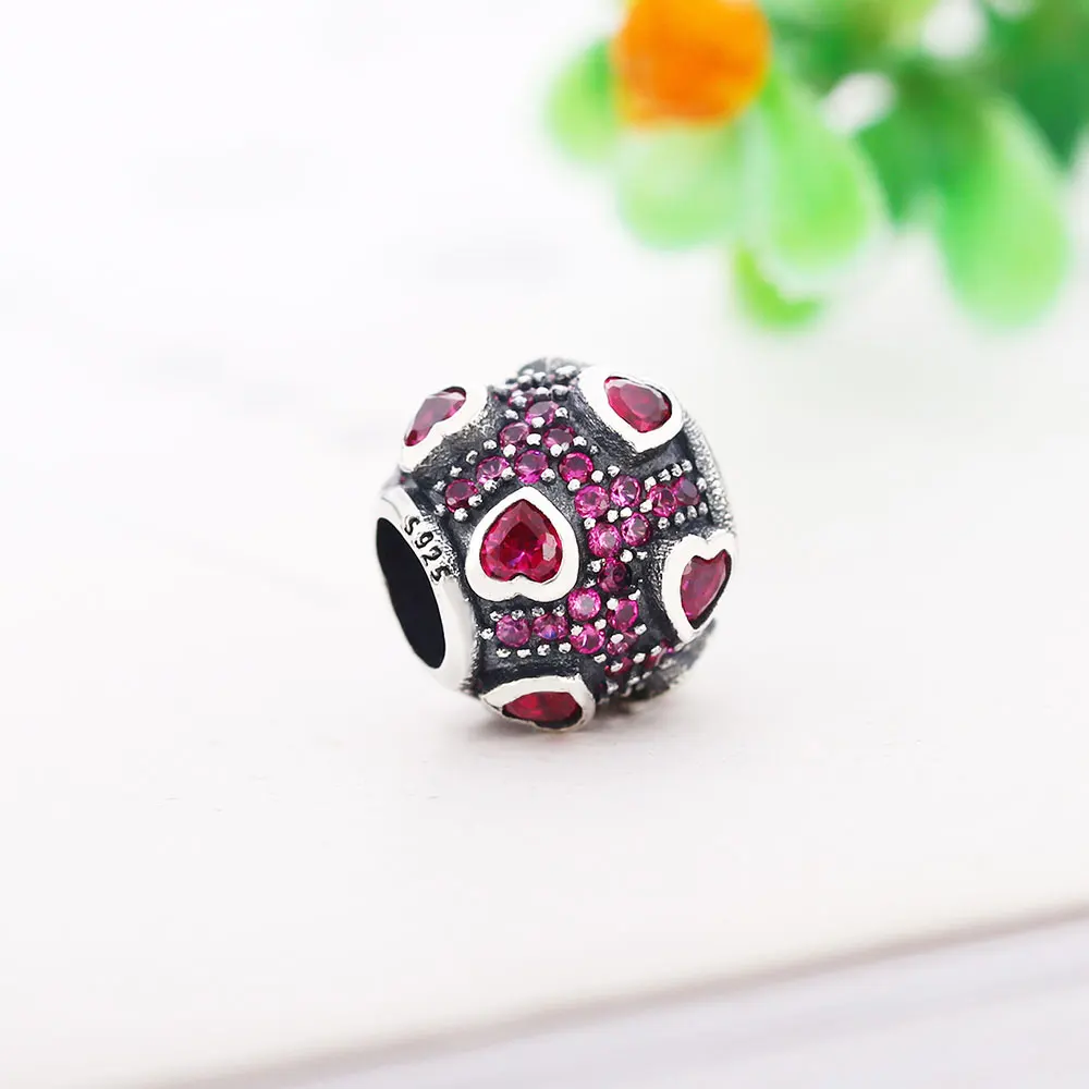 Весенняя коллекция 2018 бусины в форме сердца из стерлингового серебра 925 пробы с