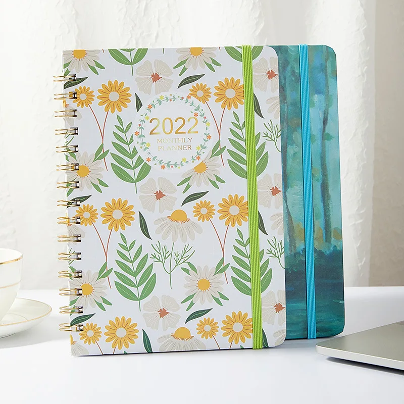 

A5 Coil Notebook 2022 Diary Spiral Journal Double Side Notepad Painted Cover Waterproof Material Notebooks School Office Supplie