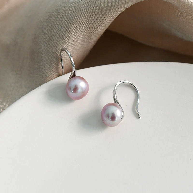 Женские серьги подвески из серебра 925 пробы с натуральным пресноводным