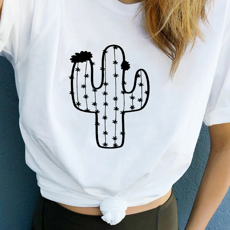 Женская одежда с цветочным принтом милая летняя футболка изображением растений