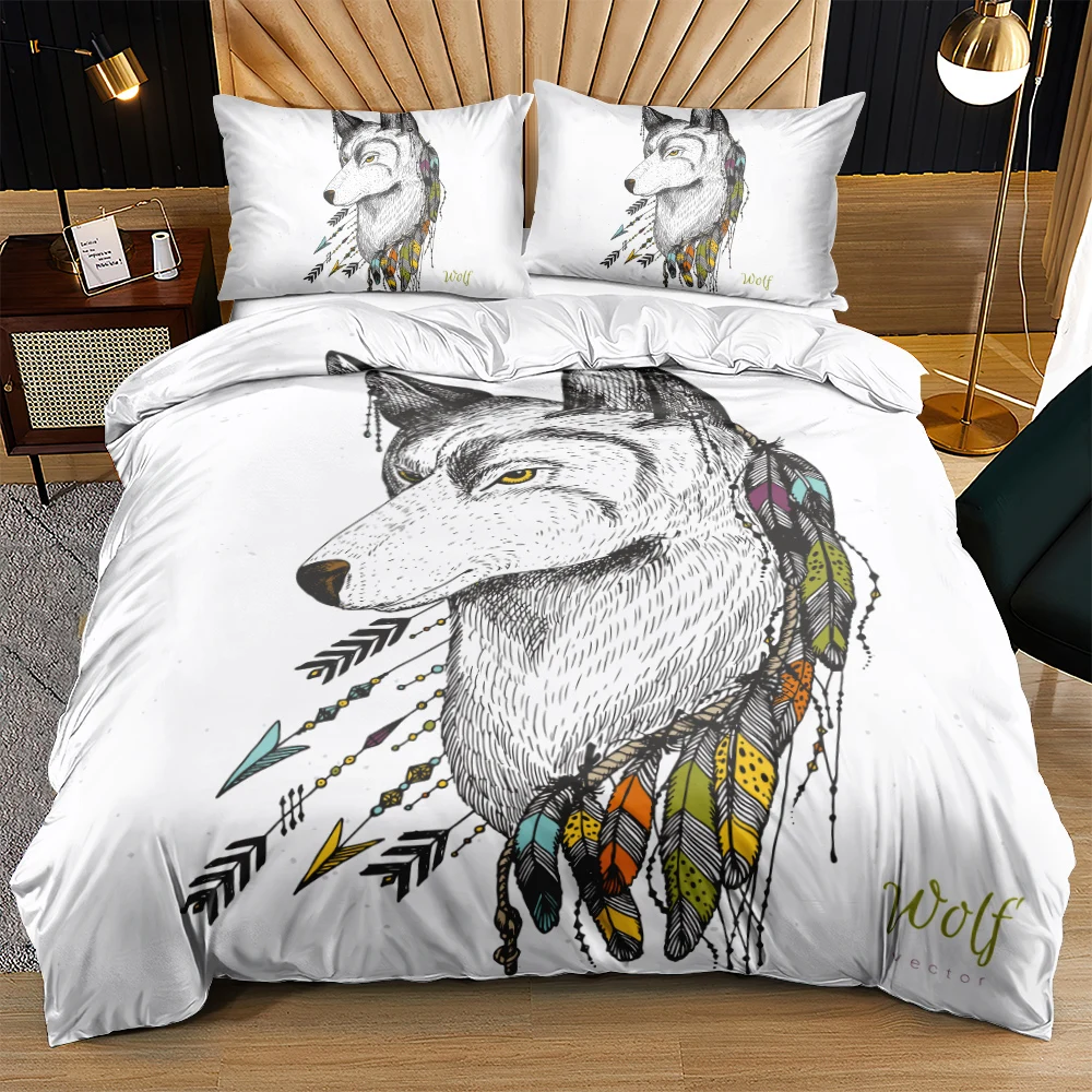 

Bohemian Style Bedclothes And Pillowcases Exotic Wolf Twin Full/Double Queen King Sizes Soft And Comfortable Bed Sets For Home
