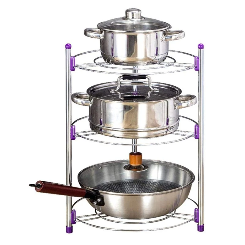 Модная 3 уровневая стойка для сковородок многофункциональная кухонная хранения