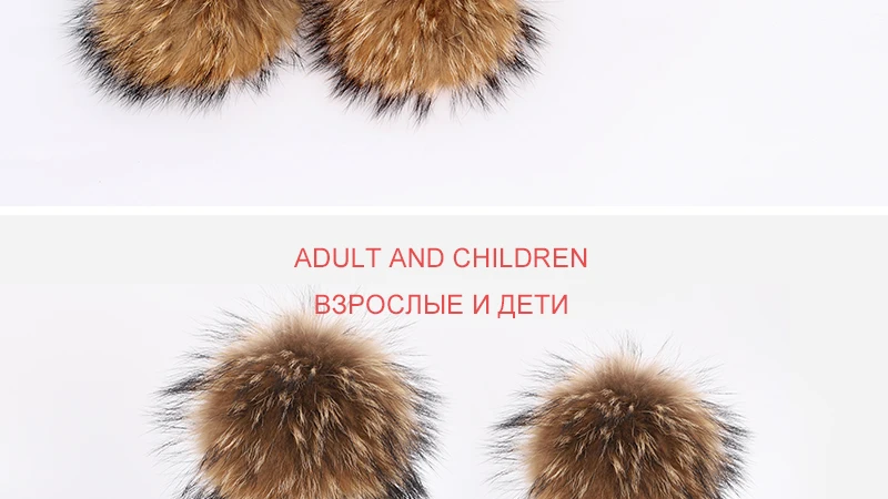 Новые зимние женские вязаные хлопковые шапки, теплые шапки с помпонами из меха енота, Детская вязаная круглая Лыжная шапка, шарф, родитель-Детские шапочки