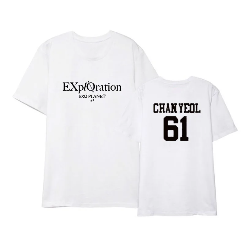Mainlead KPOP EXO PLANET #5-Разведочная хлопковая футболка BAEKHYUN CHANYEOL SEHUN D.O | Женская одежда