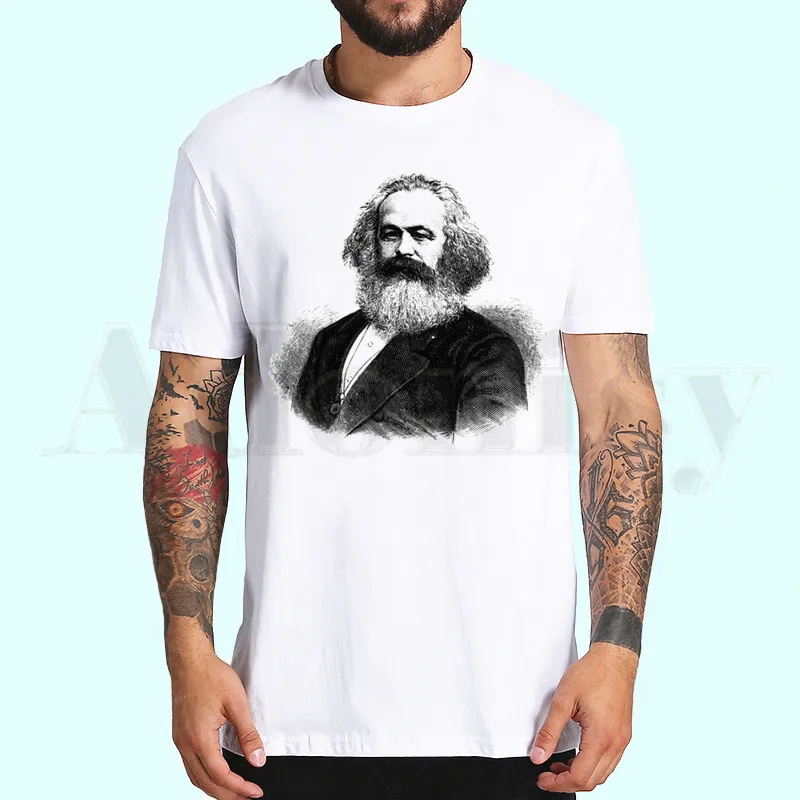 Мужская Повседневная футболка с принтом MARXISM COMMUNISM CCCP Karl Marx короткими рукавами |