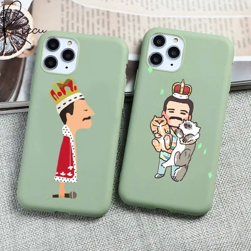 

rock Mercury Queen singer Funky Freddie Phone Case for iPhone 12 mini 11 Pro Max X XR XS 8 7 6s Plus Candy green Silicone Cases